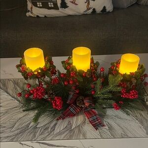 Festive Red and Green Holiday Candle Holder